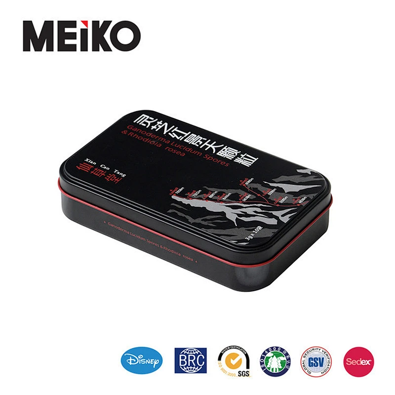 Factory Wholesale Metal Containers Rectangular Tin Box Packaging Matt Black Cosmetic Tin Can