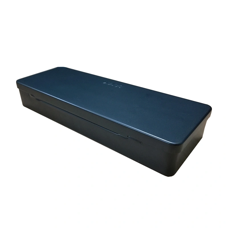 Factory custom rectangle black hinged tin case for pencil