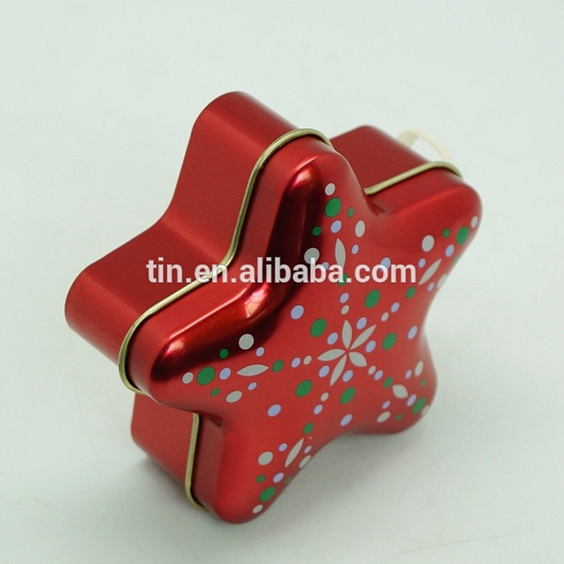 Christmas Star shaped gift use packaging tin box dome lid design
