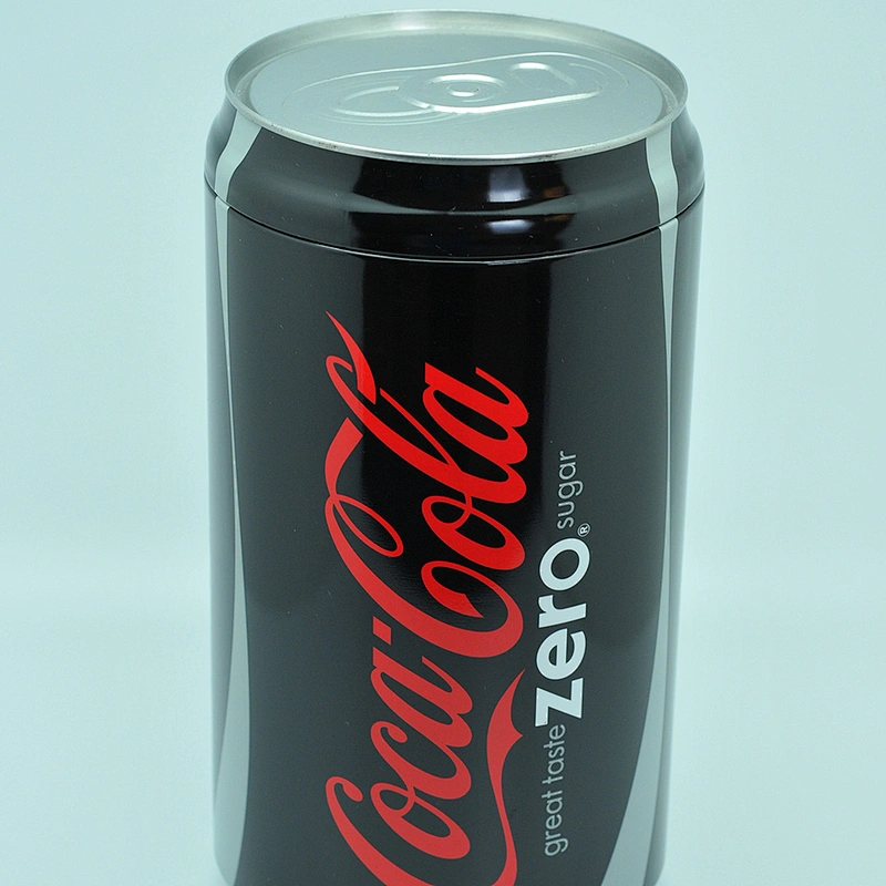 Funny ring pull tin cola can shape round small black tin can Christmas packaging