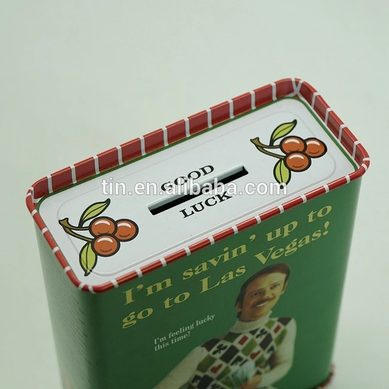 Custom rectangle metal money saving tin box