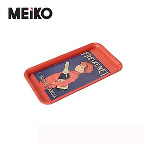 Round Metal Tin Tray White Tin Rolling Tray For Food