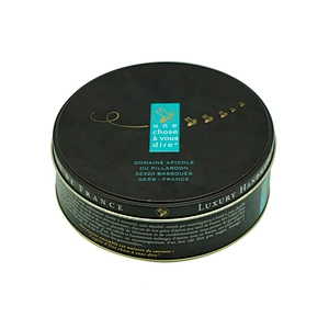 Cooky storage round holder empty metal tin can printed