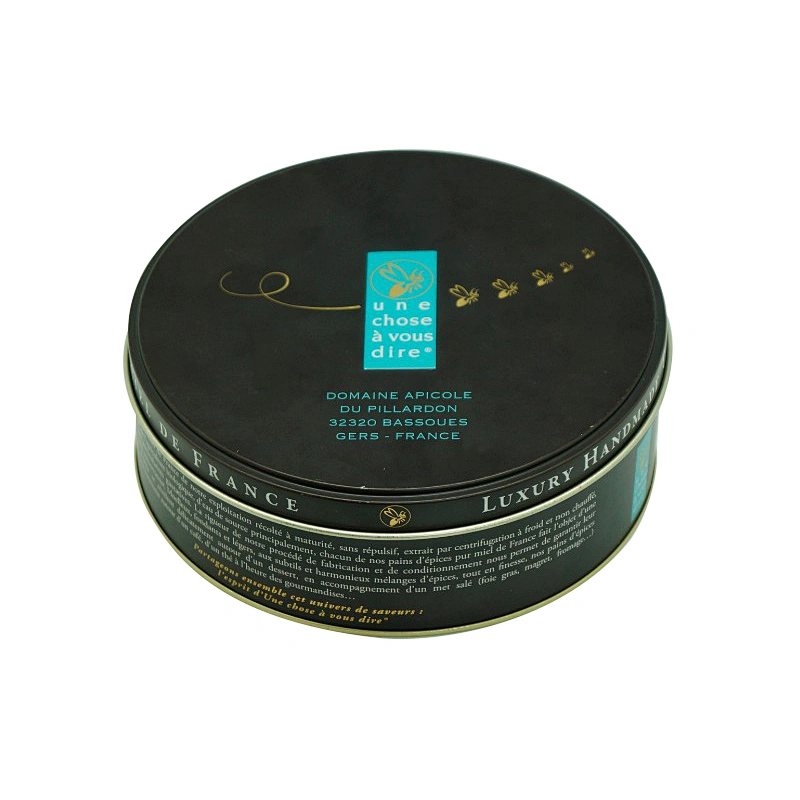 Cooky storage round holder empty metal tin can printed