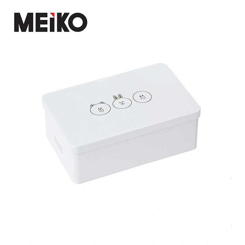 White Biscuit Tin Box Metal Square Christmas Cookie Tins