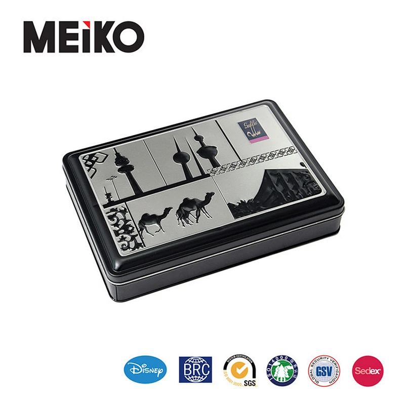 Large rectangle metal packaging cosmetic tin containers cosmetic tin