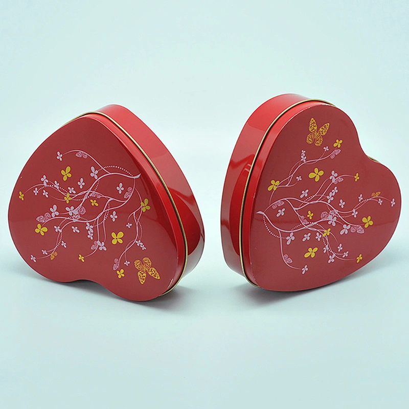 Candy Packaging Box Self Sealing Tin Cans Heart Tin Box