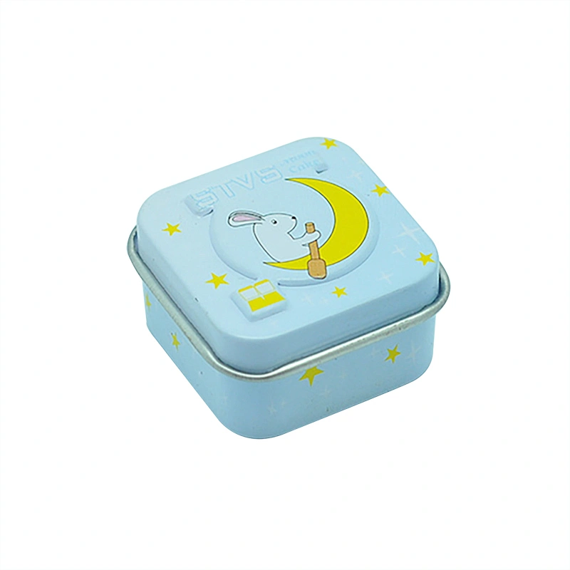 High quality engraved logo small square tin box