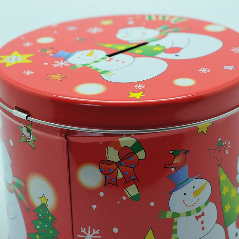 Promotional christmas gift metal custom round tin money box