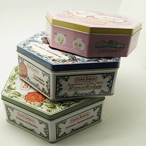 Special hexagonal metal biscuit tin for customization