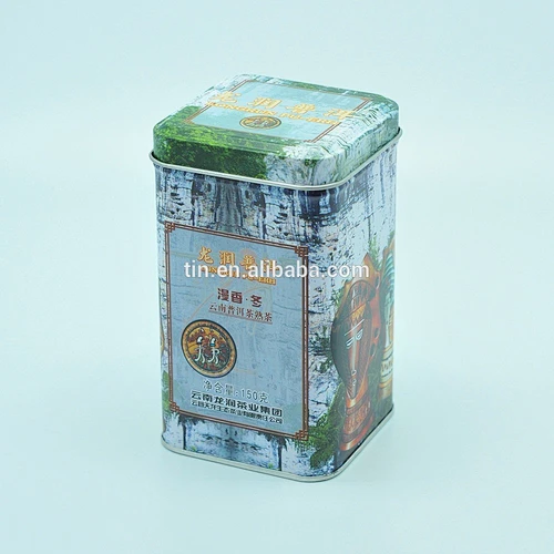 square empty metal tea tin box packaging