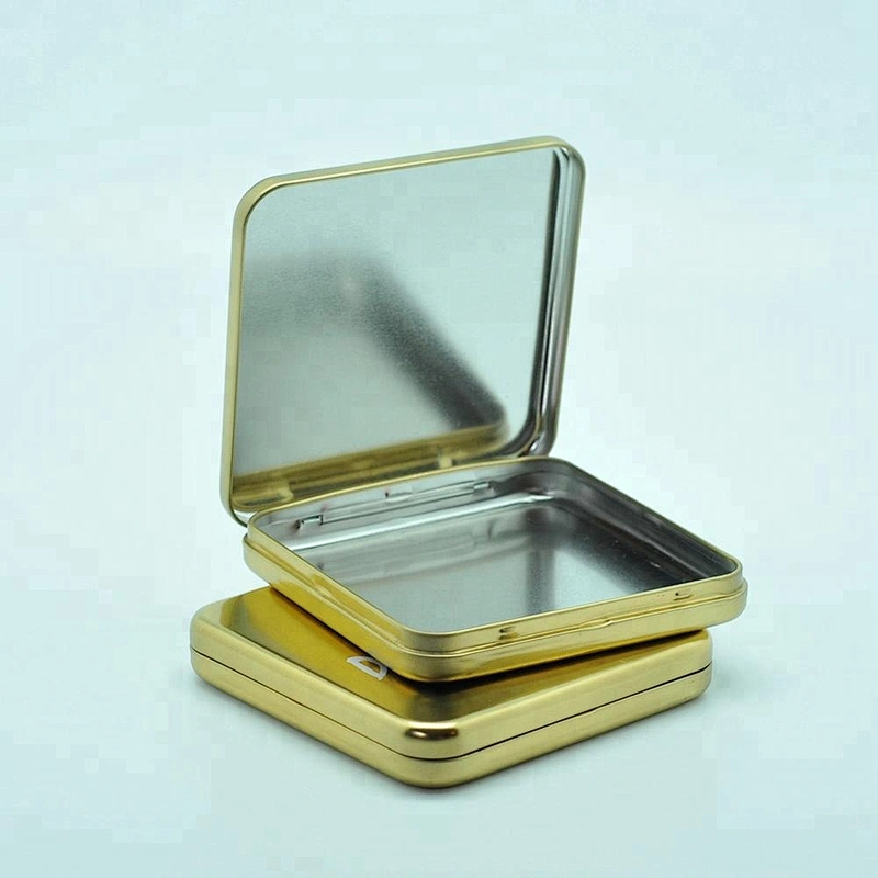 square cigarette mint tin can packaging with hinged lid