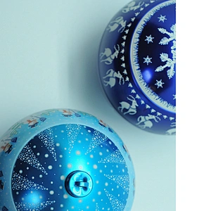 custom printed Christmas ball tin box for chocolate packaging