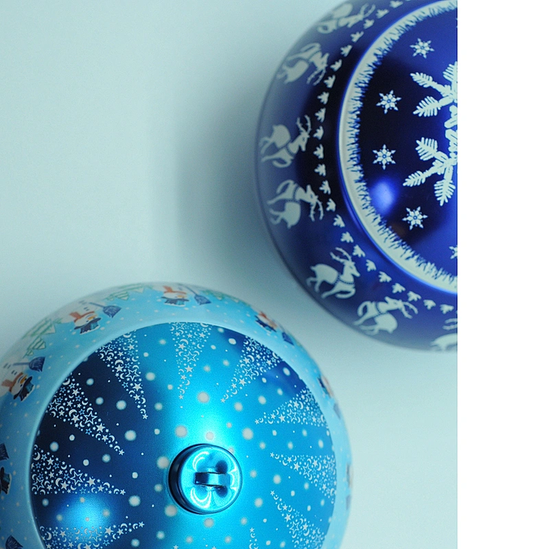 custom printed Christmas ball tin box for chocolate packaging