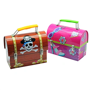 Wholesale rounding top mini handle custom tin lunch box for kids