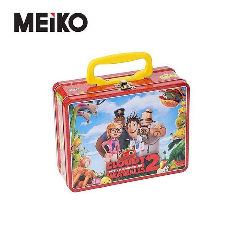 Custom Colorful Printing Rectangle Tin Metal Lunch Handle Tin Box
