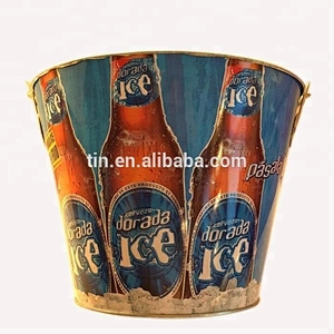 Manufacturer custom round metal tin wine ice bucket for beer