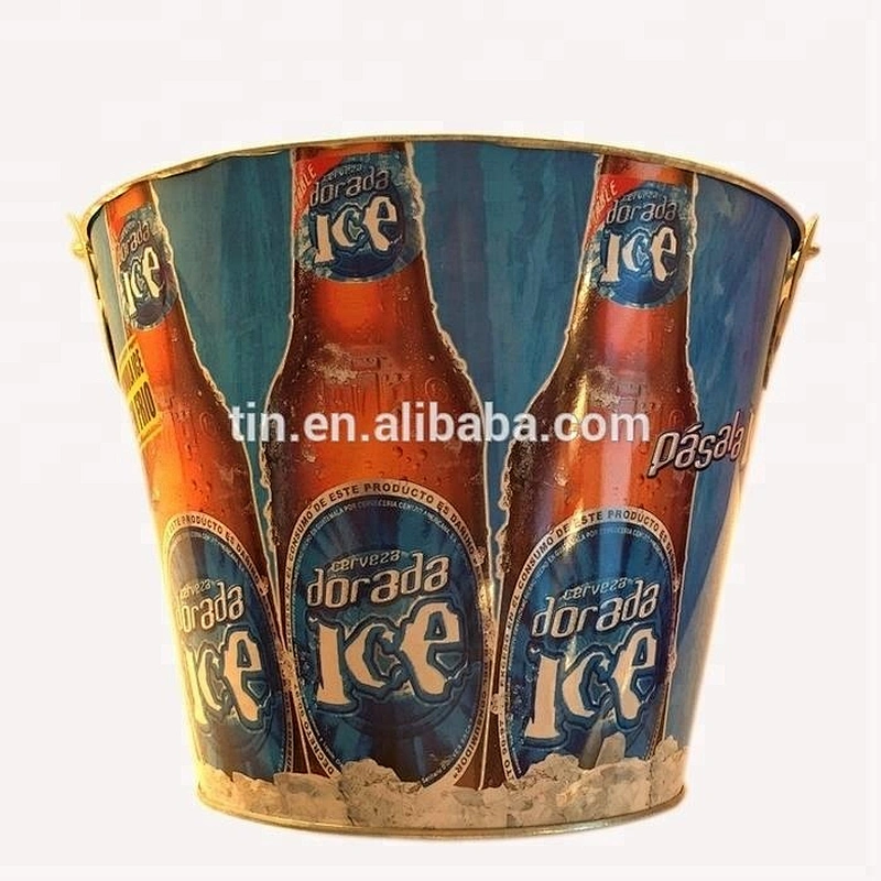 Manufacturer custom round metal tin wine ice bucket for beer