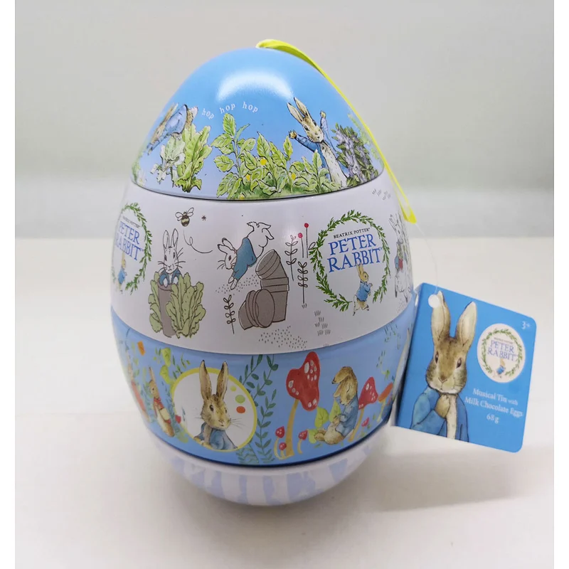 musical tin box egg shape tin box for Easter customized tin