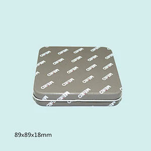 blank square hinged window tin box