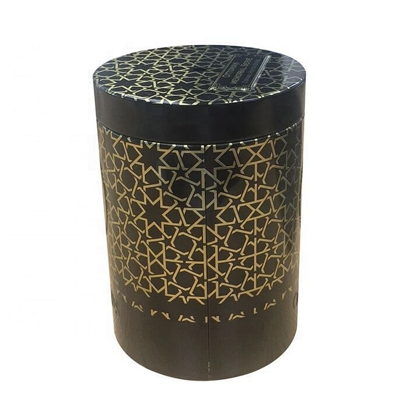 Light matte glossy black gold round tin canisters for tea