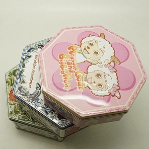 Special hexagonal metal biscuit tin for customization