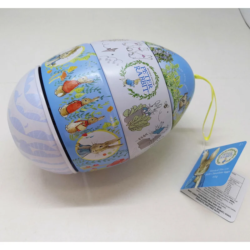 musical tin box egg shape tin box for Easter customized tin