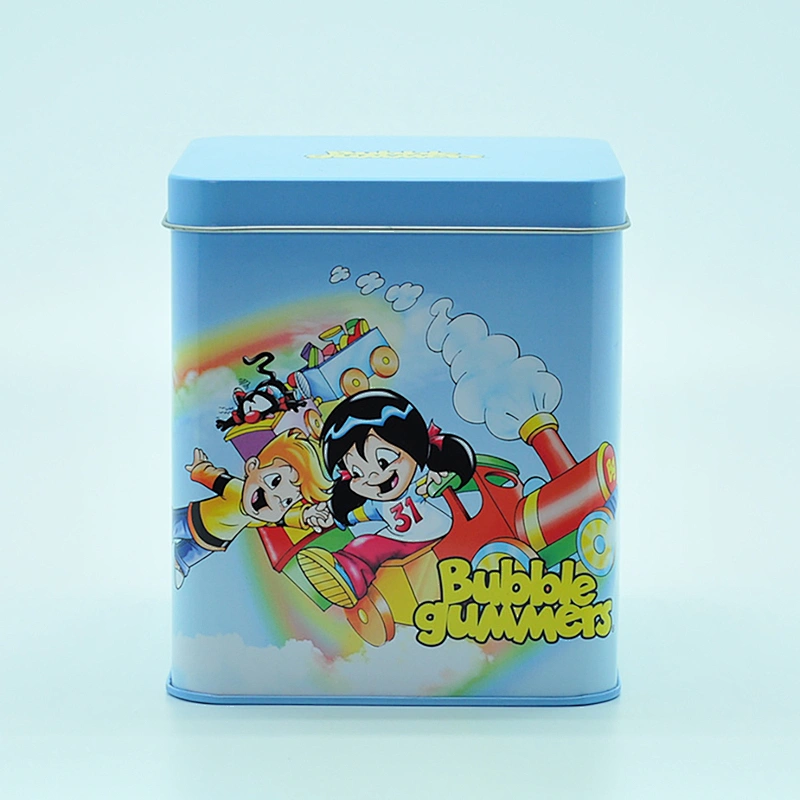 Factory supply square custom tin box for bubble gummer toy package