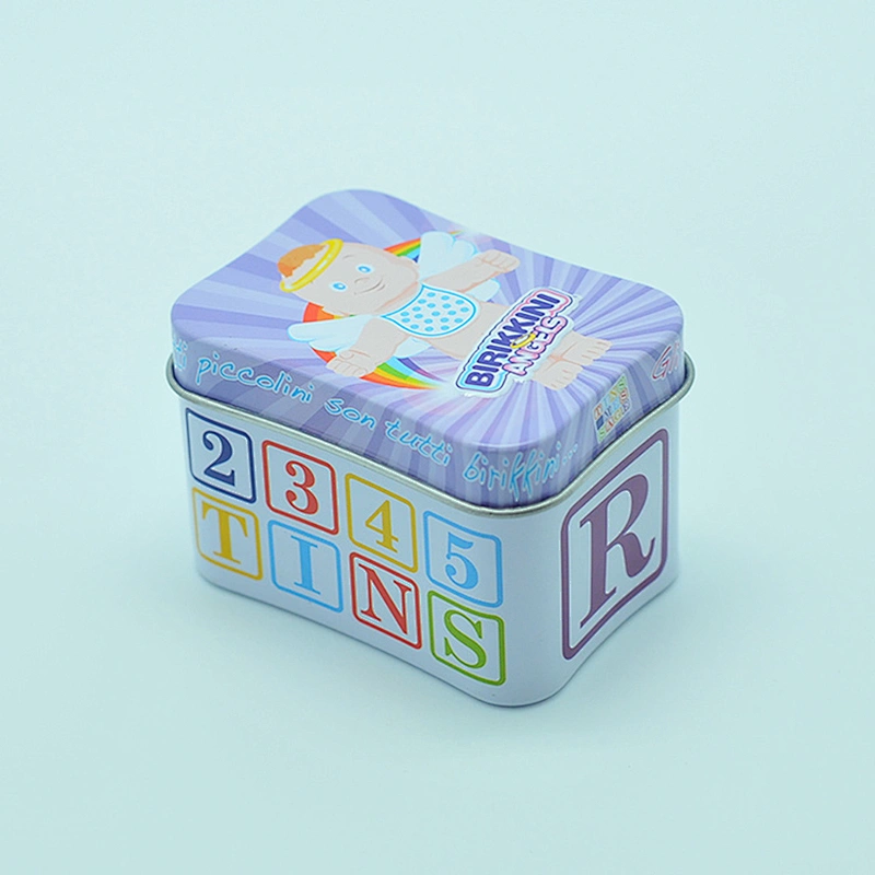 Small Purple Tin Box Small Upright Rectangle Gift Tin Box