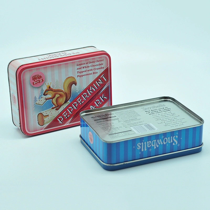 Full color 4C printing metal mint cookie tin packaging box