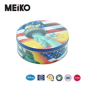 custom printed large round metal cookie biscuit tin box