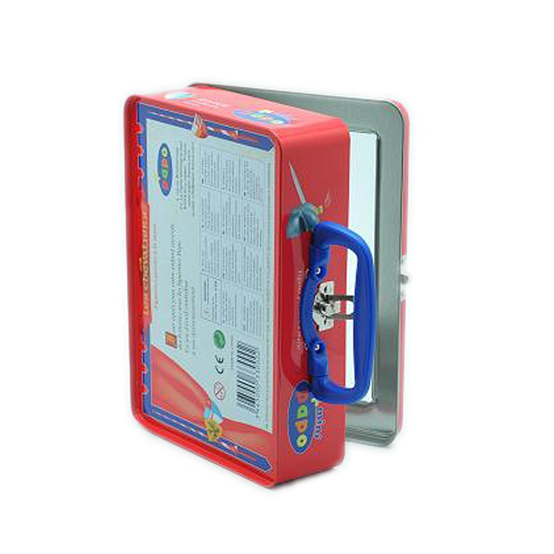 Display handle meal portable tin box with clear pvc window