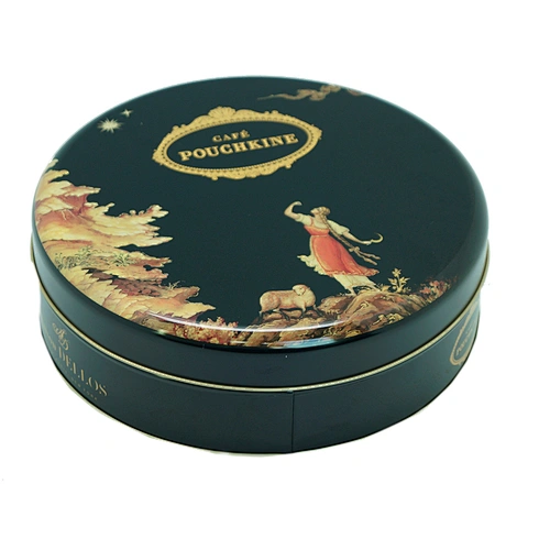 Metal coconut packing round cookie tin case for stash