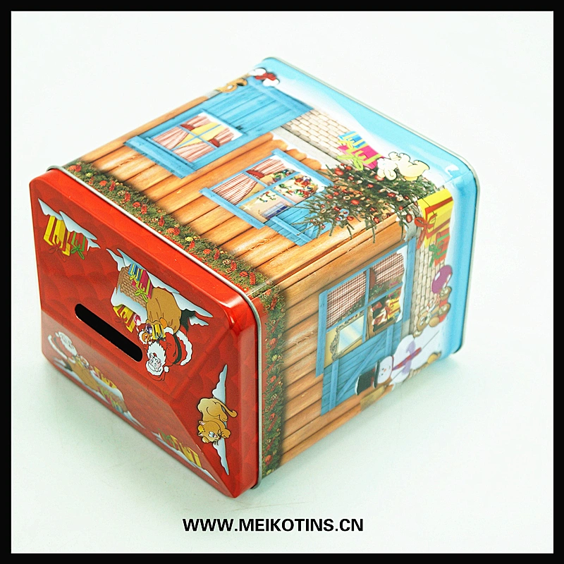 Wholesale house shaped coin tin box money box for kids