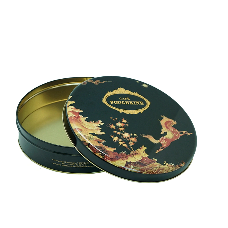 Metal coconut packing round cookie tin case for stash