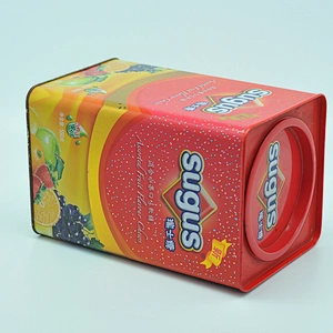 Square printing stash can tin with small round lid