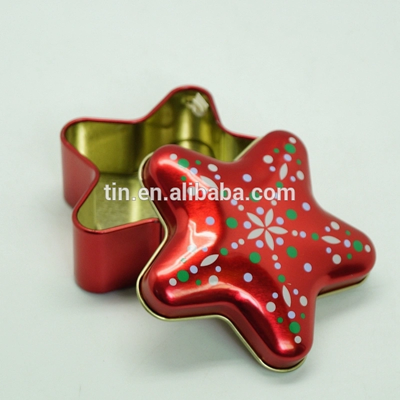 Christmas Star shaped gift use packaging tin box dome lid design