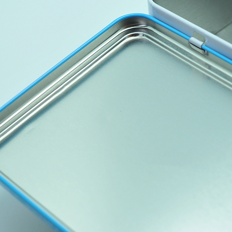 rectangular hinged tin can for biscuit and chocolates