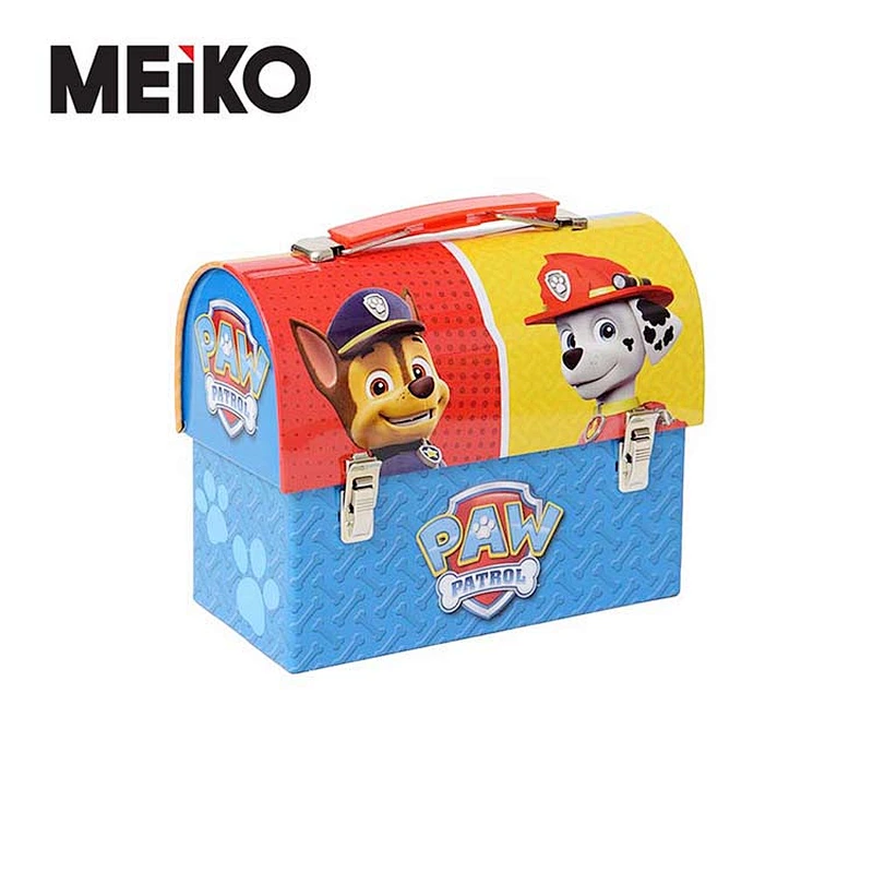Food Grade Cartoon Tin Lunch Box Handle Metal Tin Box With Lock And Key