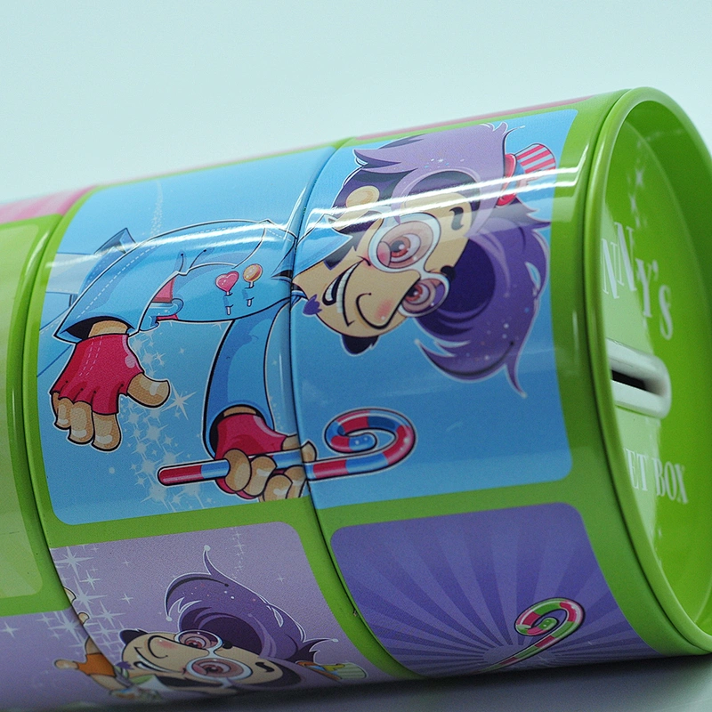 Novelty rotatable three section oem round tin coin box for children