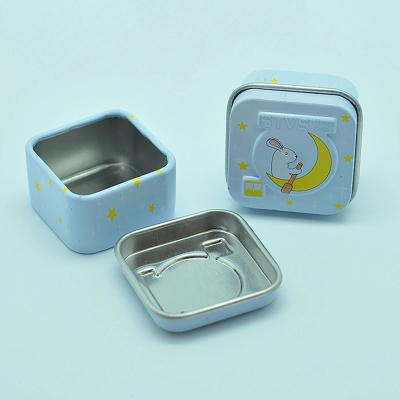 High quality engraved logo small square tin box