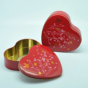 Candy Packaging Box Self Sealing Tin Cans Heart Tin Box