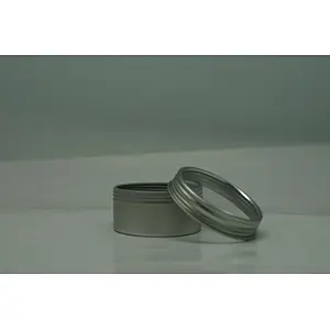 Empty mini round metal tin box screw top lid with PVC window