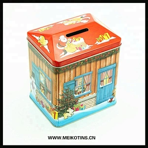Wholesale house shaped coin tin box money box for kids