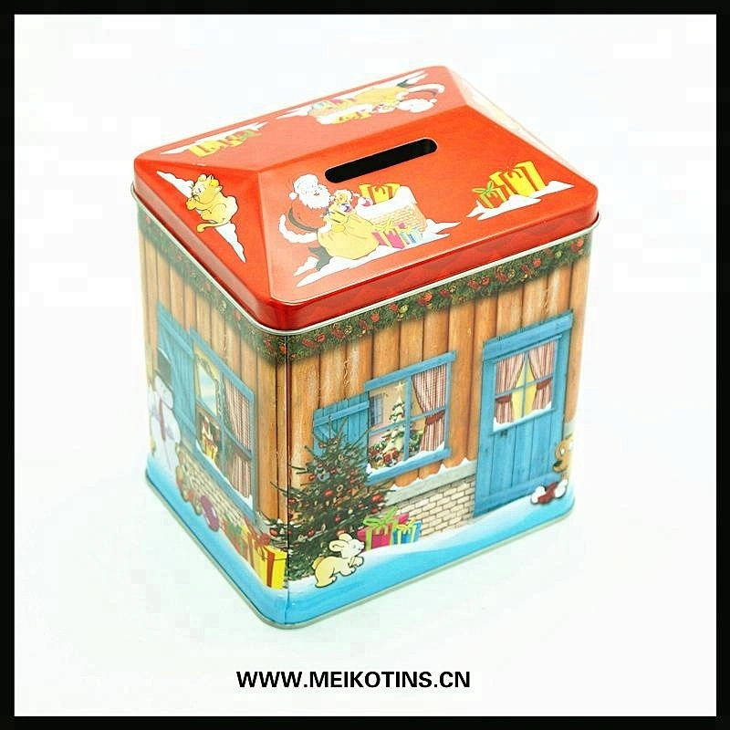 Wholesale house shaped coin tin box money box for kids