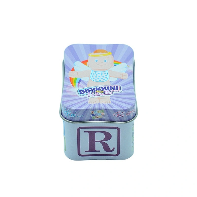Small Purple Tin Box Small Upright Rectangle Gift Tin Box