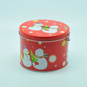 Promotional christmas gift metal custom round tin money box