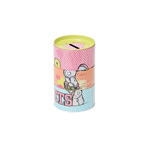 Hot selling customize coin collection  round Coin Box Bank saving bank silver metal round tin coin box with save hole