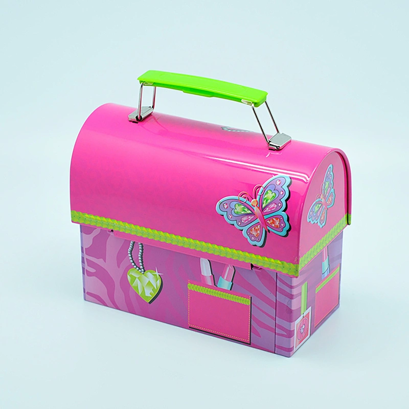 Custom Printed Gift Box Metal Packaging Tins Lunch Tin Box with handle