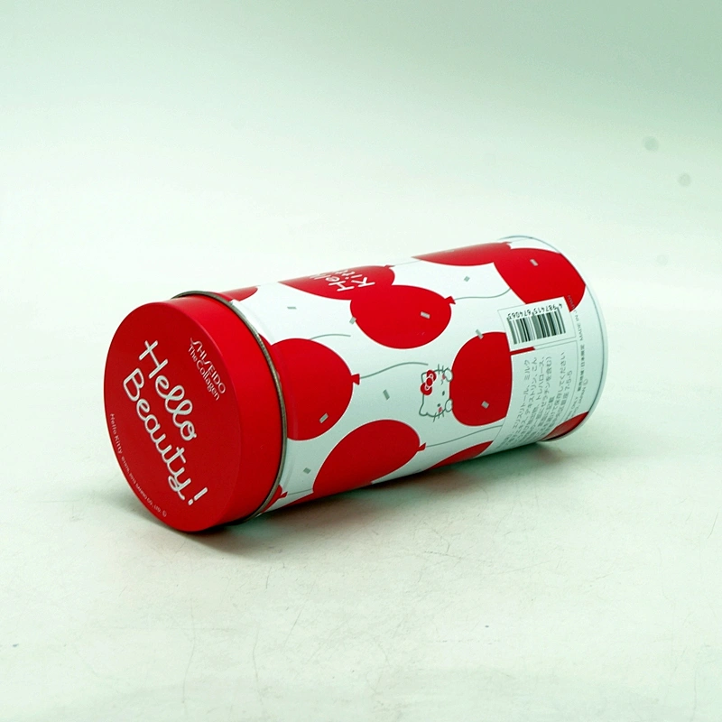 Kawaii customized empty round matcha tin can for Japanese
